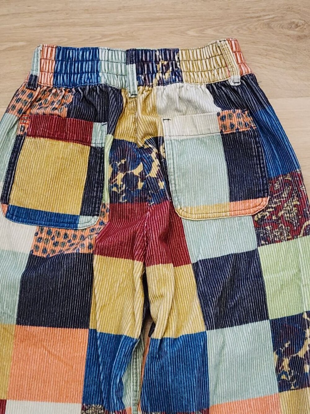 BDG Patchwork Corduroy Elastic Waist Pants Small Hippy Boho Retro Style - Picture 8 of 9
